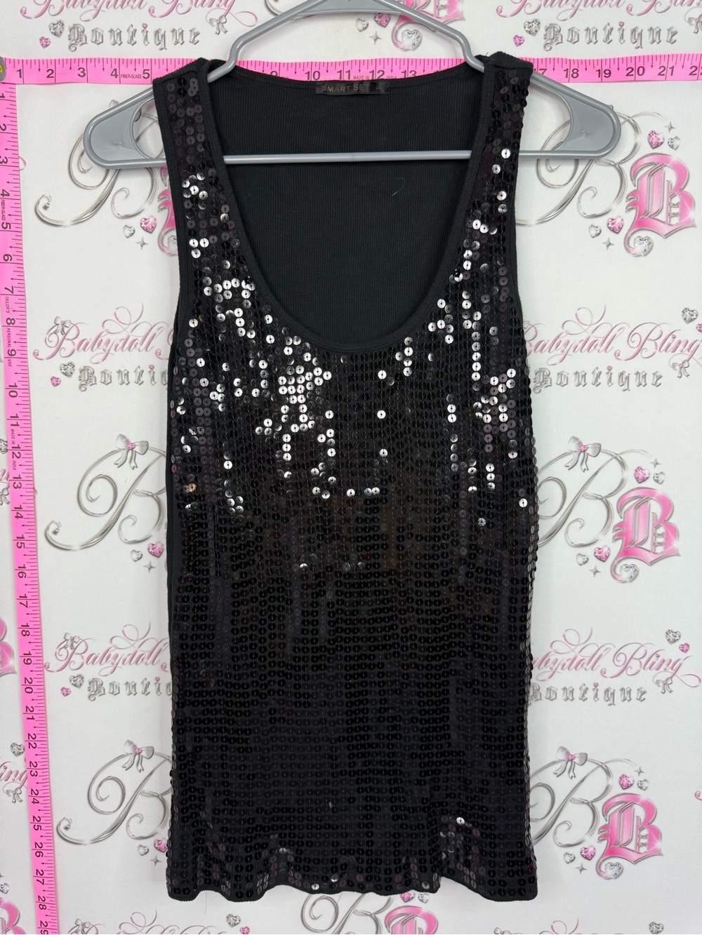 Smart Set tank top sparkly Black Sequin Tank Top